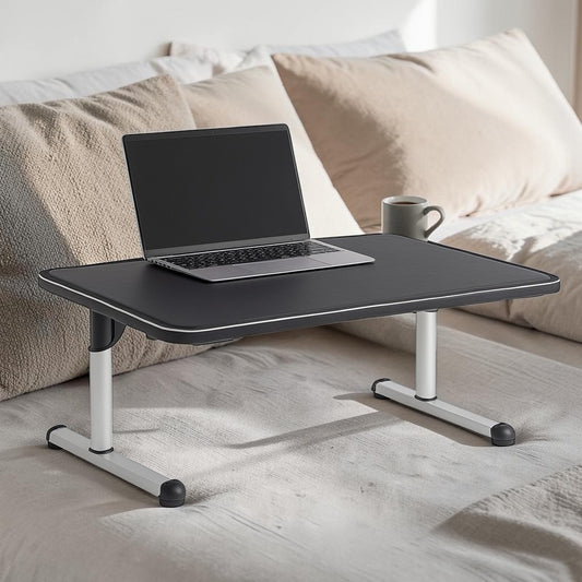 Gavix Adjustable Laptop Bed Stand - Tilting Top with Cooling Fan - Ergonomic Height Foldable Table for Bed & Sofa - Portable Workstation - Matte Black