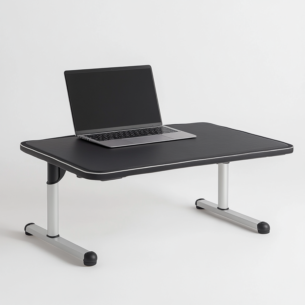 Gavix Adjustable Laptop Bed Stand - Tilting Top with Cooling Fan - Ergonomic Height Foldable Table for Bed & Sofa - Portable Workstation - Matte Black